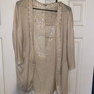 Creme Cardigan with lace design